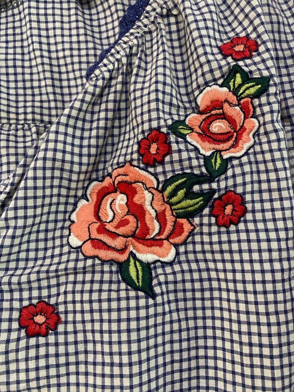 Odd Molly Gingham Floral Embroidered Tunic Blouse Size 4 - Picture 6 of 11